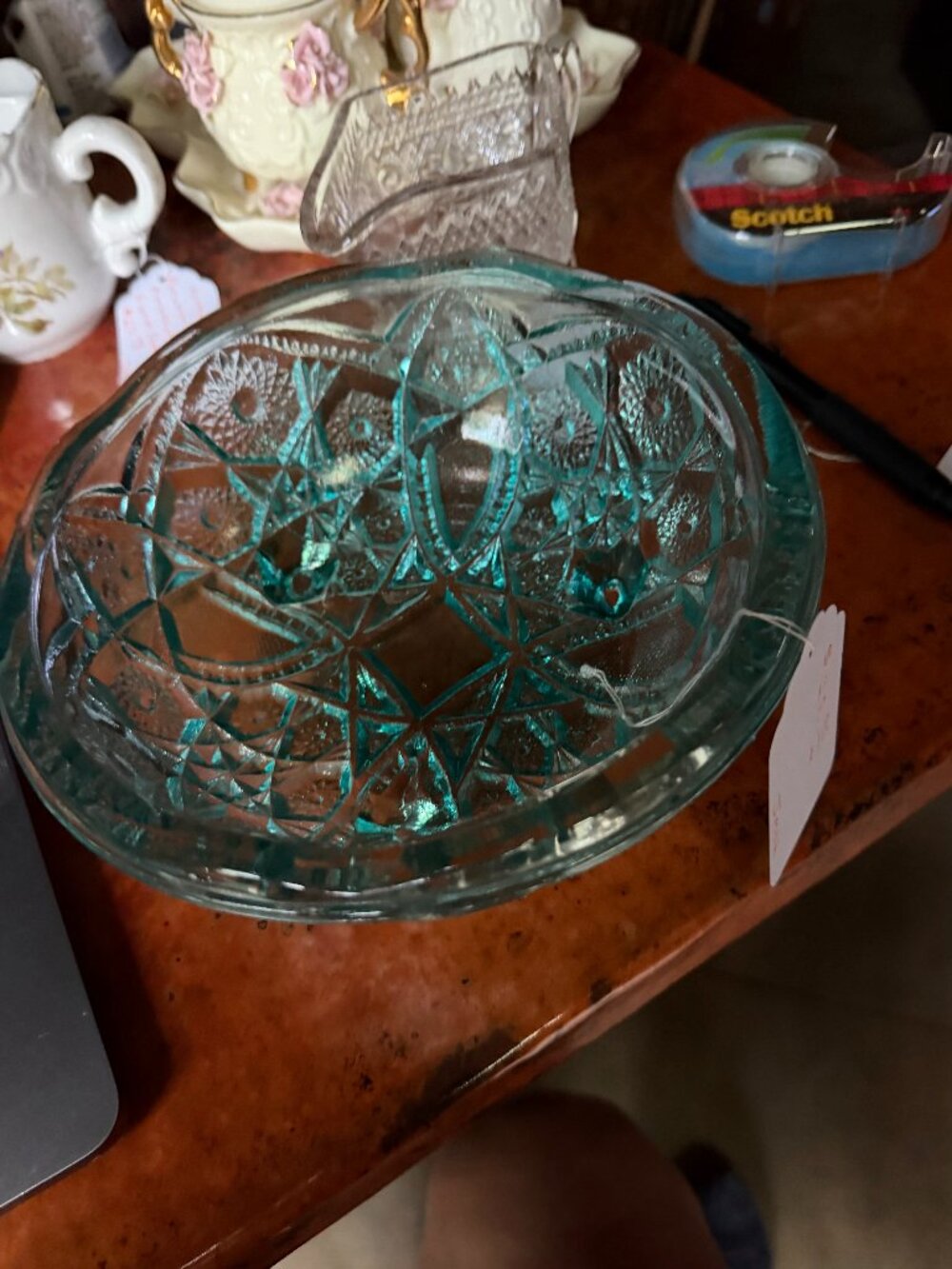 Vintage McKee Fentec Pattern Aqua Blue Bowl